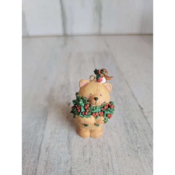 Hallmark Forever Friends Bear vintage ornament Xmas mistletoe - Picture 2 of 6